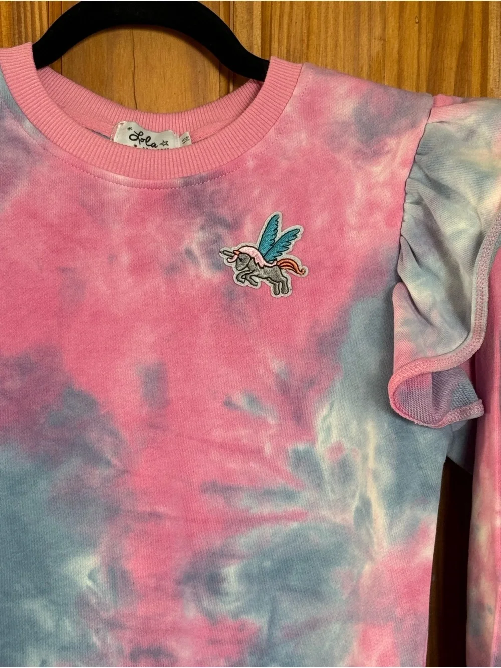NWOT Lola and the Boys Girls' Tie-Dye Ruffle Patch Jogger Set, Size 14